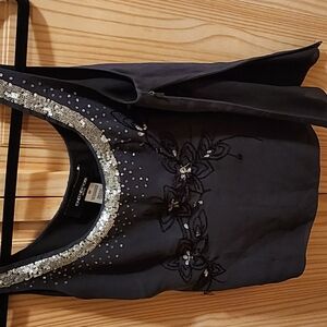 Black Sleeveless Top with Silver Sequin Detail